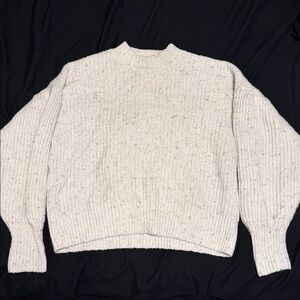 Old Navy Women's Speckled Cream Crewneck Sweater